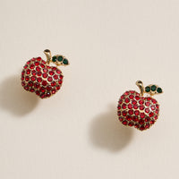 Pave Apple Post Earrings for Teacher's Day