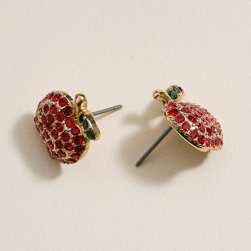 Pave Apple Post Earrings for Teacher's Day