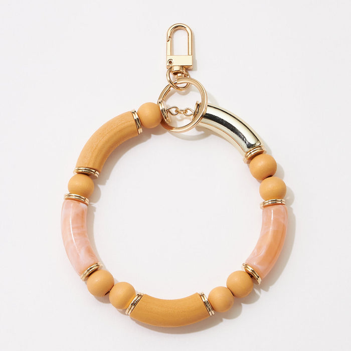 Resin Wood Mixed Wrist Keychain