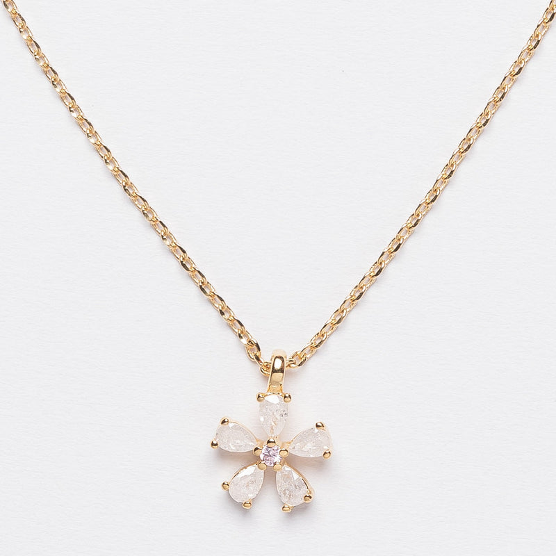 18K Gold Dipped Necklace with Flower Pendant