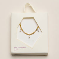 Gold Dipped Baguette Crystal Charm Necklace