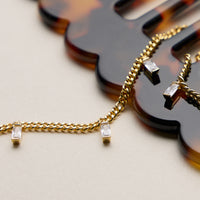 Gold Dipped Baguette Crystal Charm Necklace