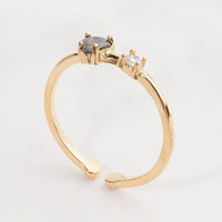 Heart and Clear Stone Adjustable Gold Dipped Ring for Everyday Wear