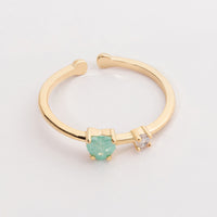Heart and Clear Stone Adjustable Gold Dipped Ring for Everyday Wear