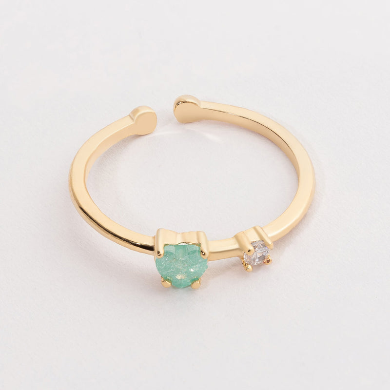 Heart and Clear Stone Adjustable Gold Dipped Ring for Everyday Wear!