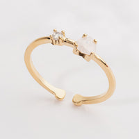 Heart and Clear Stone Adjustable Gold Dipped Ring for Everyday Wear