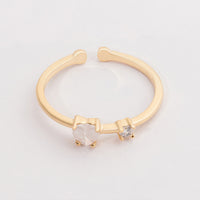 Heart and Clear Stone Adjustable Gold Dipped Ring for Everyday Wear
