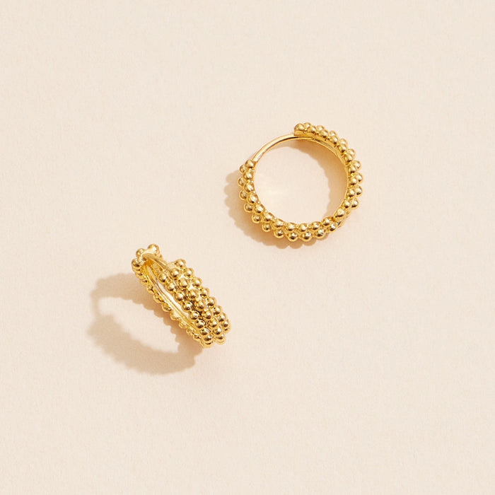 18K Gold Plated Stainless Pearl Hoop Earrings