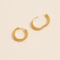 18K Gold Plated Stainless Pearl Hoop Earrings