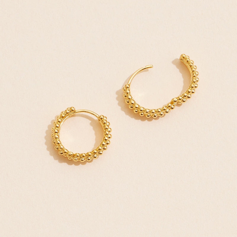 18K Gold Plated Stainless Pearl Hoop Earrings