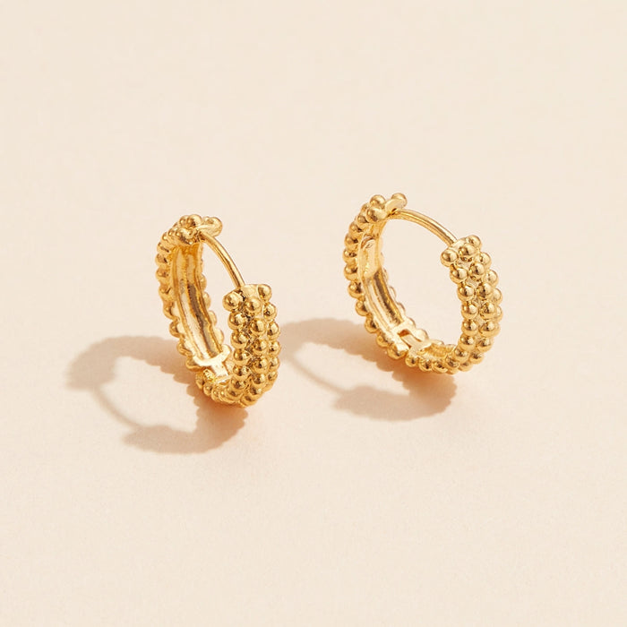 18K Gold Plated Stainless Pearl Hoop Earrings