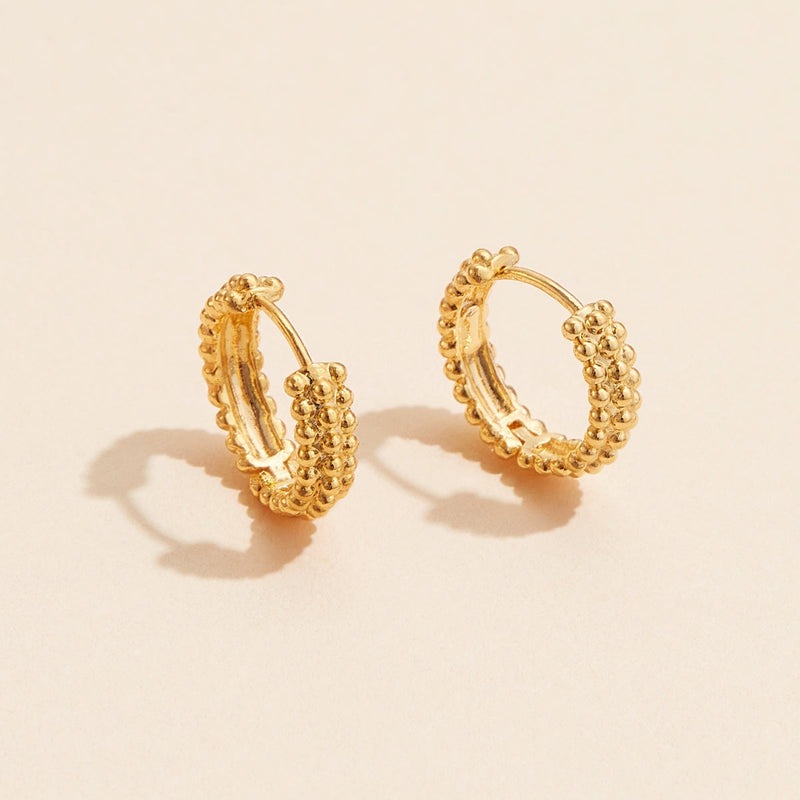 18K Gold Plated Stainless Pearl Hoop Earrings