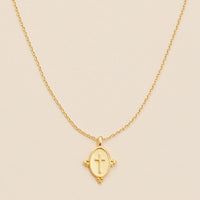 Gold Oval Cross Pendant Necklace