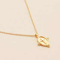Gold Oval Cross Pendant Necklace