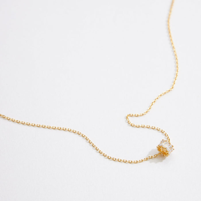 Gold Dipped Round Barrel Pendant Necklace
