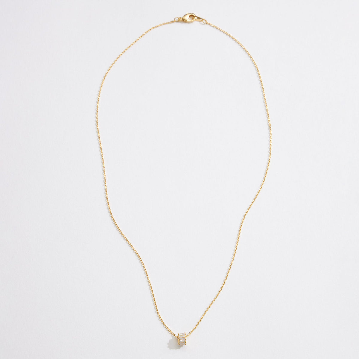 Gold Dipped Round Barrel Pendant Necklace