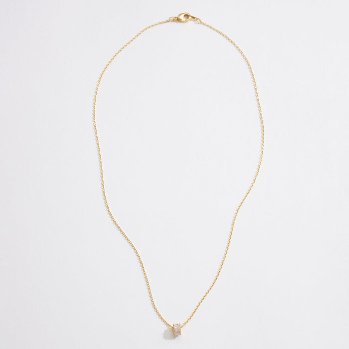 Gold Dipped Round Barrel Pendant Necklace