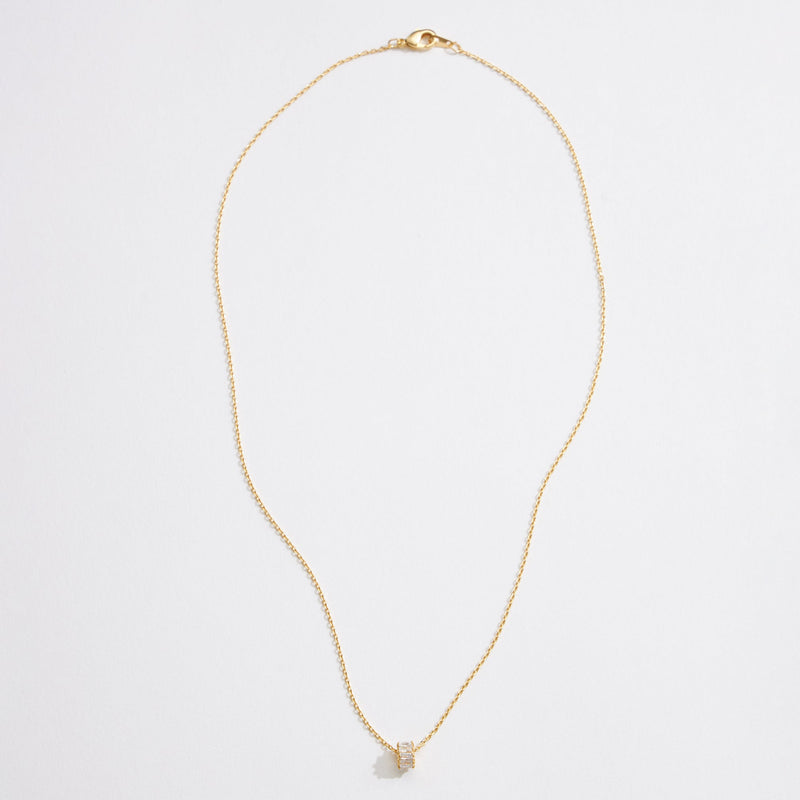 Gold Dipped Round Barrel Pendant Necklace