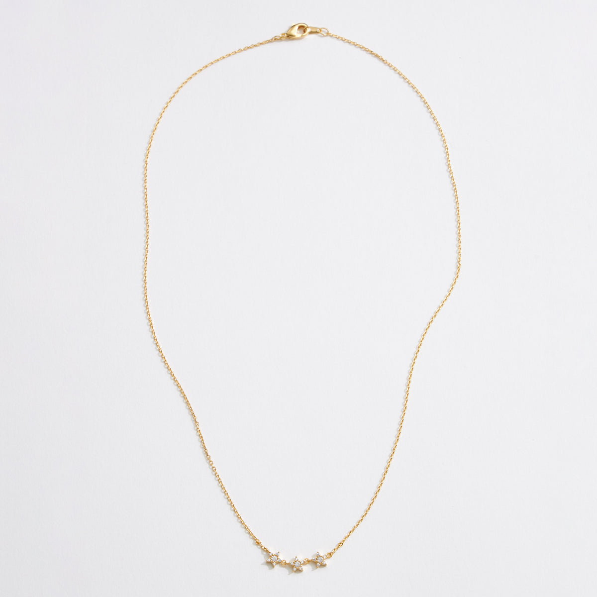 Gold Dipped CZ Triple Stars Necklace