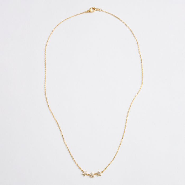 Gold Dipped CZ Triple Stars Necklace