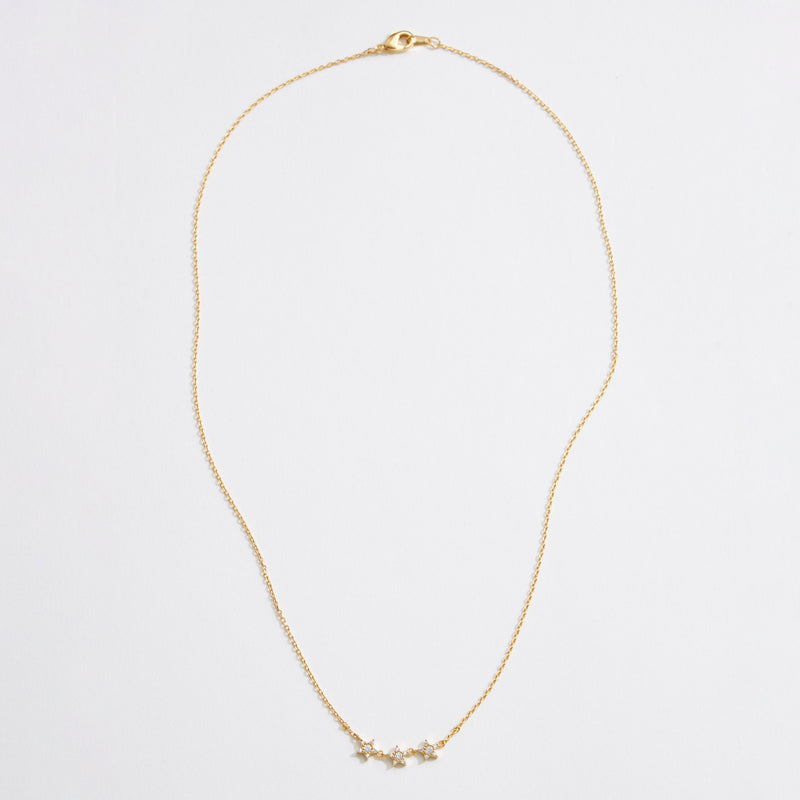 Gold Dipped CZ Triple Stars Necklace
