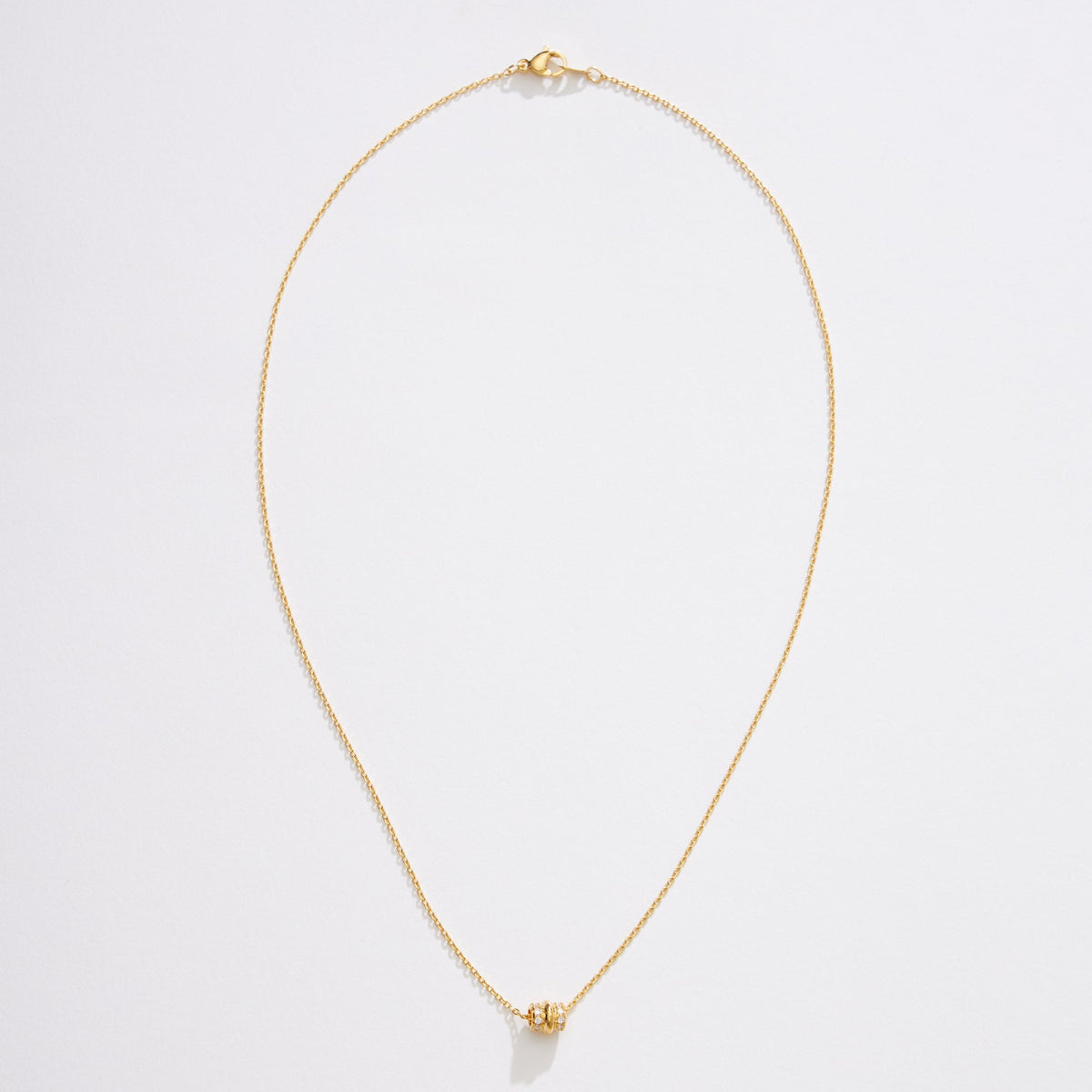 Gold Dipped CZ Rolling Barrel Necklace
