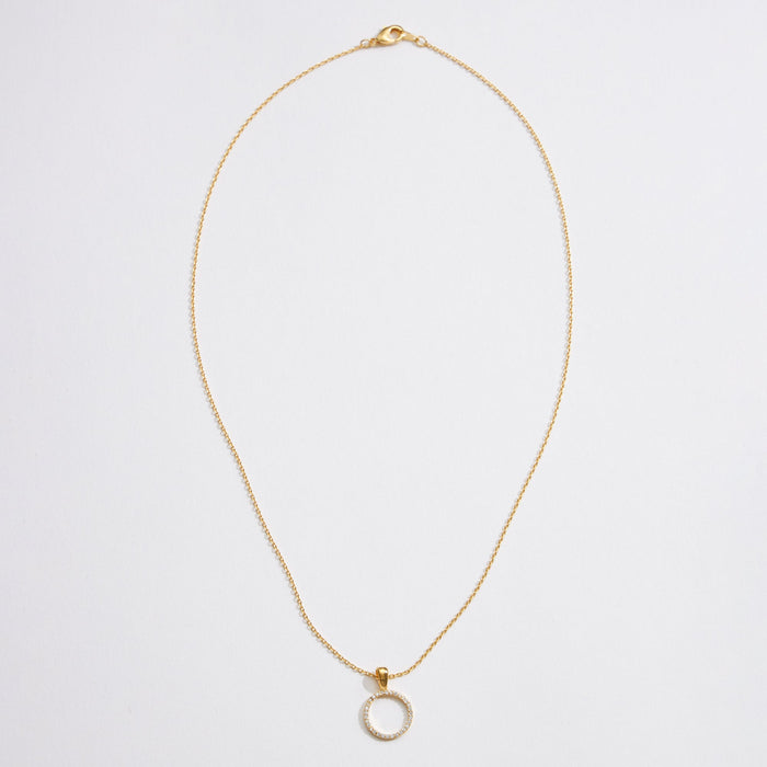 Gold Dipped CZ Circle Necklace