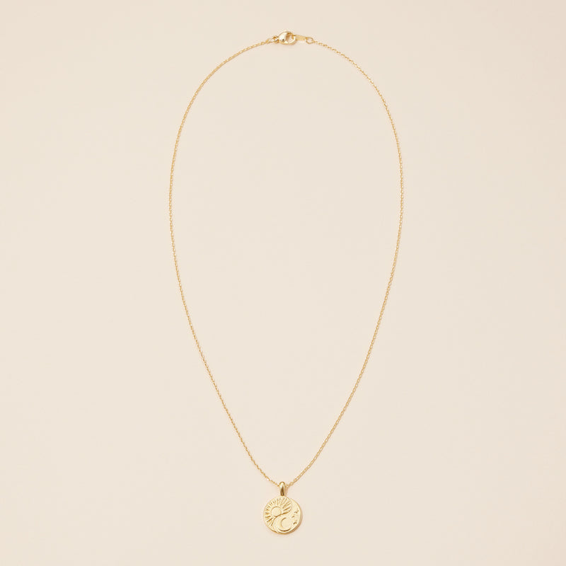 18K Gold Dipped Sun and Moon Pendant Necklace