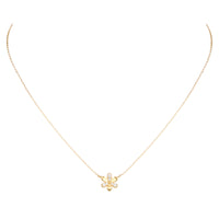 Gold Dipped Flower Pave Pendant Necklace
