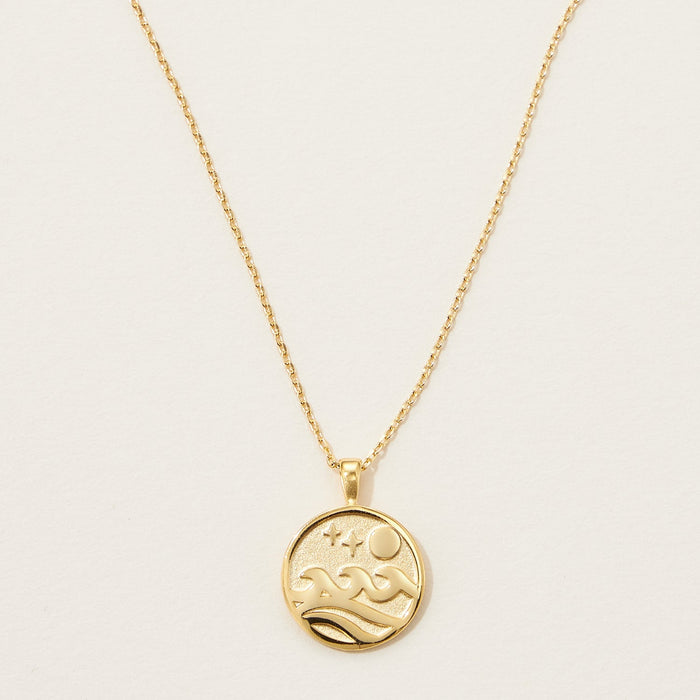 Gold Ocean Wave Pendant Necklace