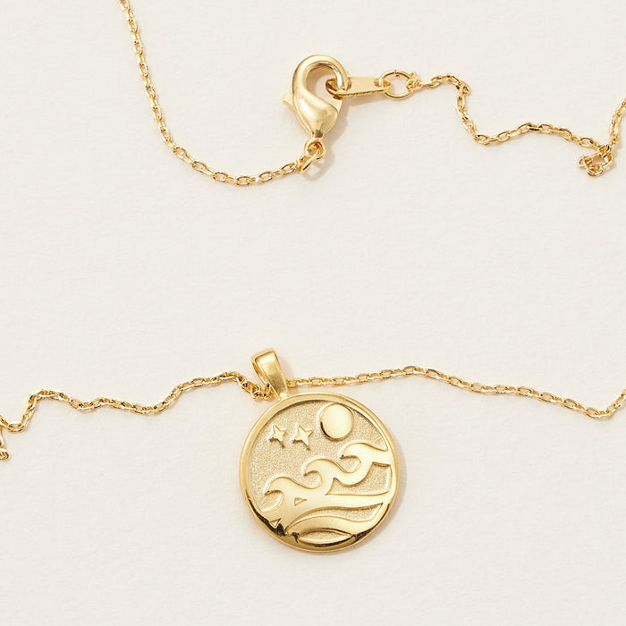 Gold Ocean Wave Pendant Necklace