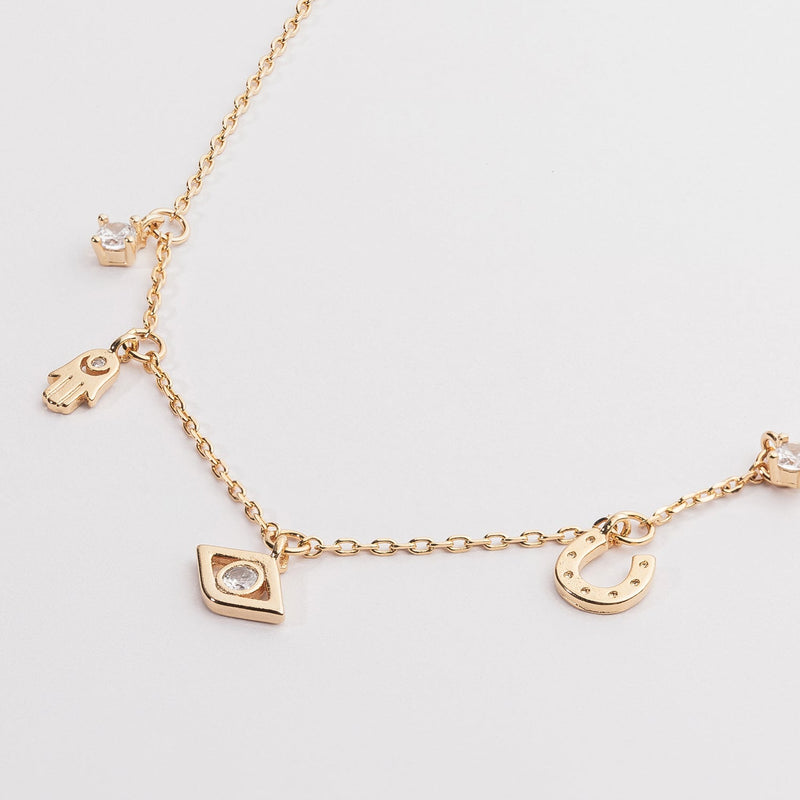 A Variety of Lucky Symbols 18K Gold Dipped Necklace