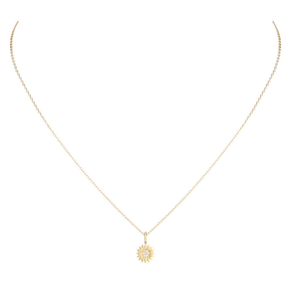 Gold Sunflower Pendant Necklace