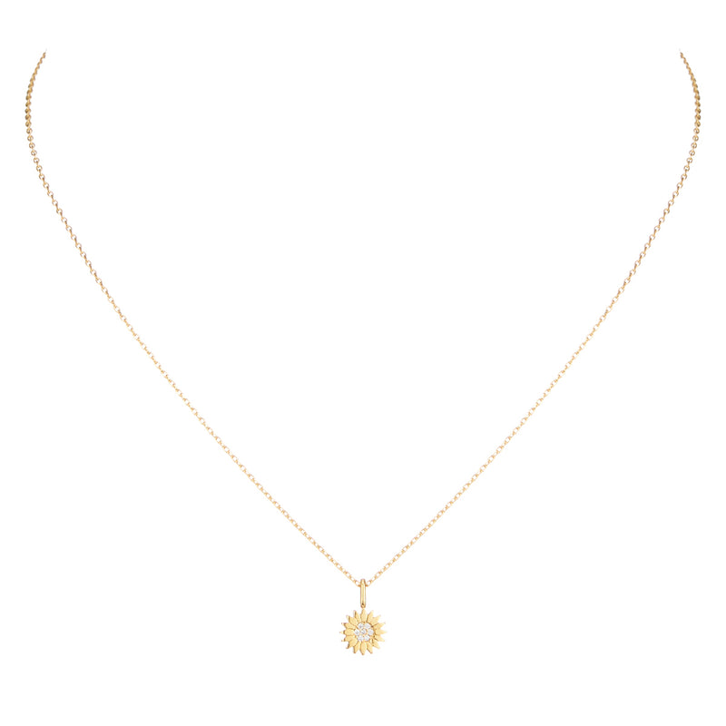 Gold Sunflower Pendant Necklace
