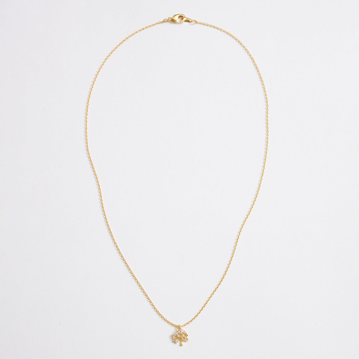 Gold Dipped CZ Dainty Tree Pendant Necklace