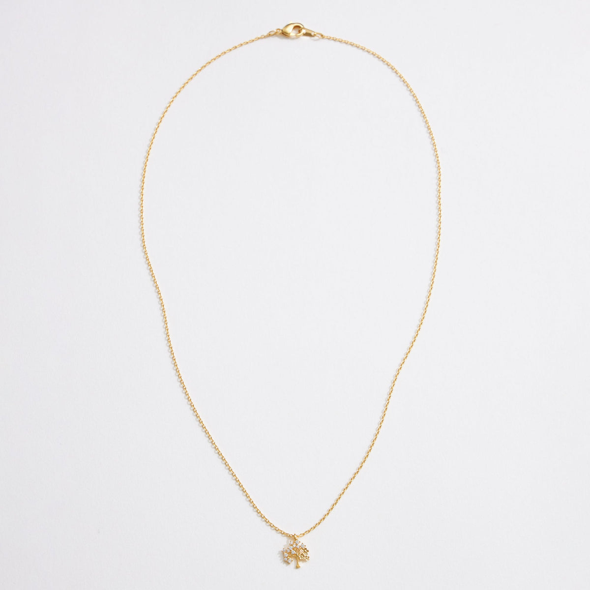 Gold Dipped CZ Dainty Tree Pendant Necklace