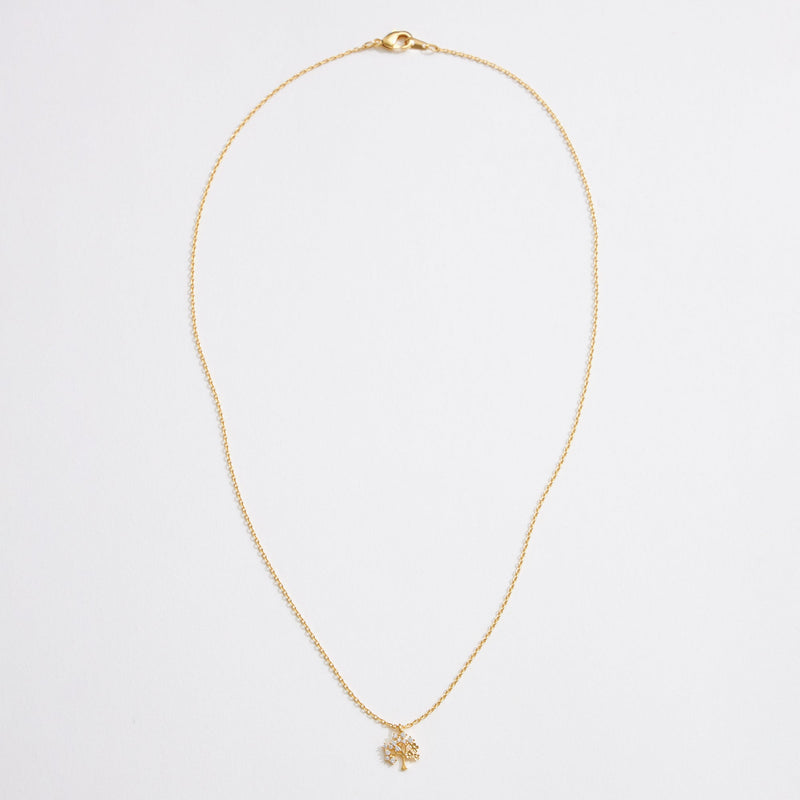 Gold Dipped CZ Dainty Tree Pendant Necklace