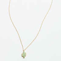 Gold Dipped Cactus Pendant Necklace