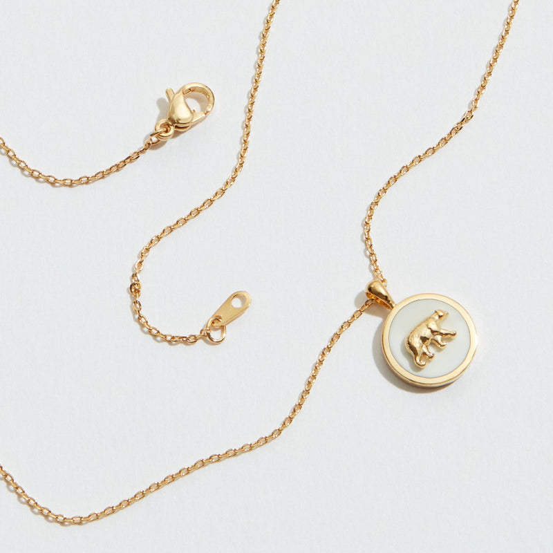 Gold Dipped Petite Bear Pendant Necklace