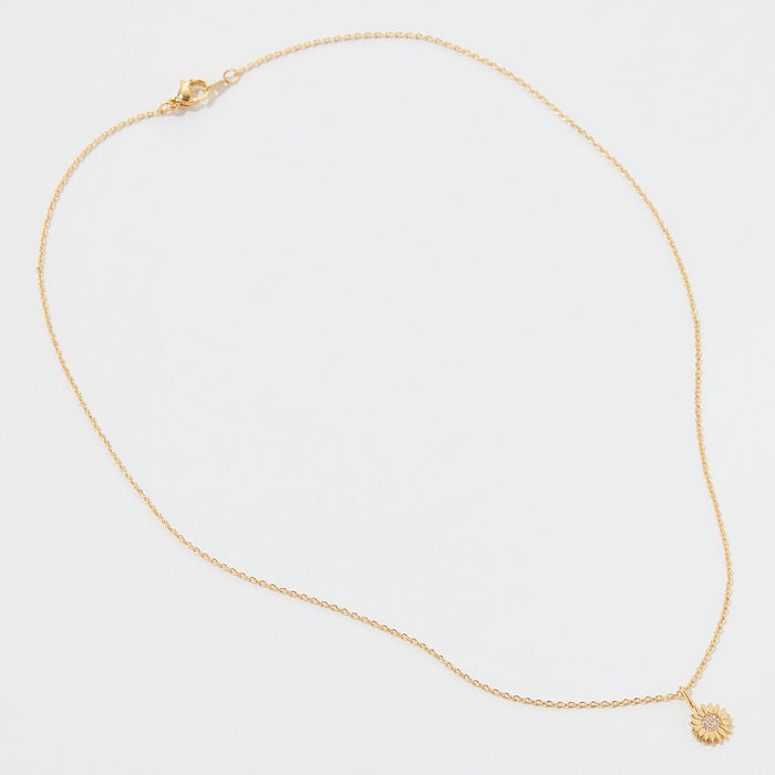 Gold Sunflower Pendant Necklace