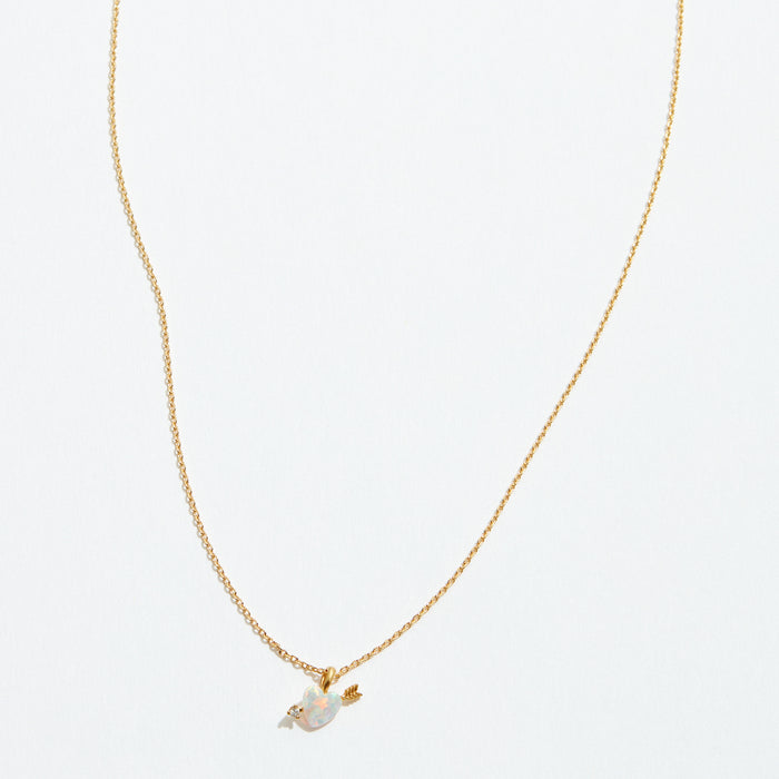 Gold Opal Heart Arrow Pendant Necklace