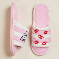 Sun Kissed Embroidered Cozy Pink Slide Slippers