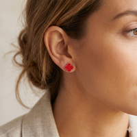 Druzy Clover Stud Earrings with Gold Trim