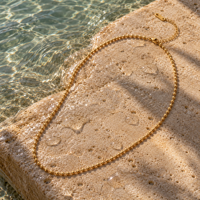 18K Gold Dipped Beaded Chain | Stainless Steel Jewelry