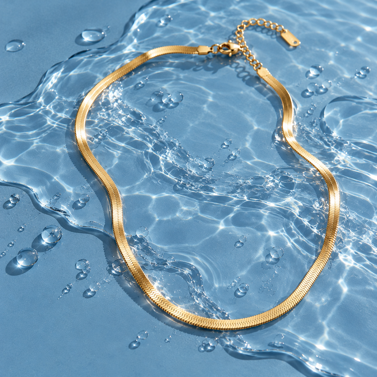 18K Gold Dipped Herringbone Chain | Stainless Steel Jewelry