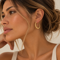 18K Gold Dipped Graduated Bead Hoops | Stainless Steel Jewelry