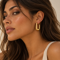 18K Gold Dipped Long U Hoops | Stainless Steel Jewelry