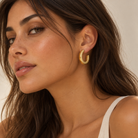 18K Gold Dipped Flat Hoops | Stainless Steel Jewelry