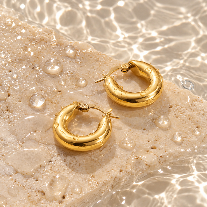 18K Gold Dipped Rounded Hoops | Stainless Steel Jewelry