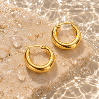 18K Gold Dipped Oval Hoops | Stainless Steel Jewelry